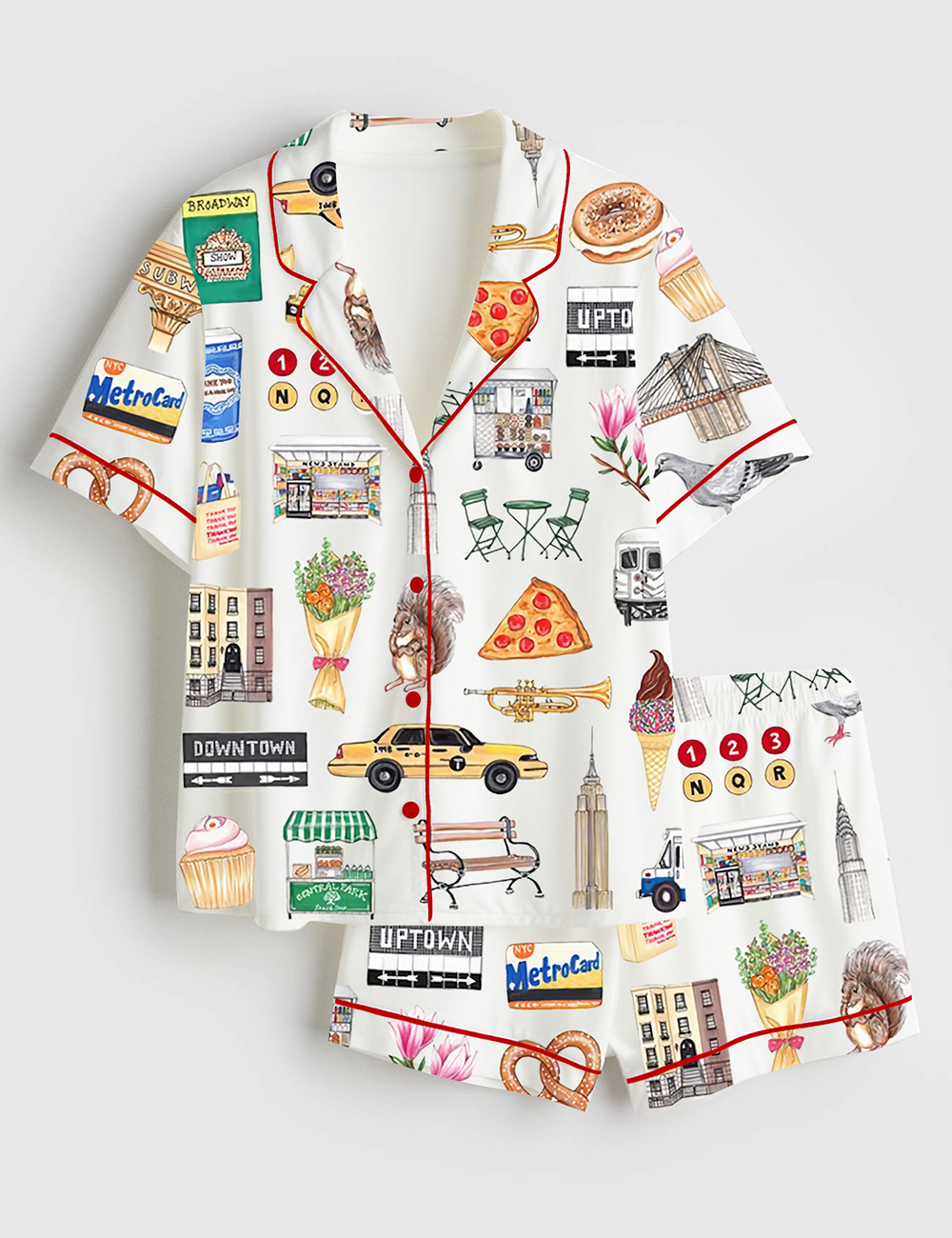 Womenâ€™s New York CityÂ Travel Journal Short Sleeve Satin Pajama Set