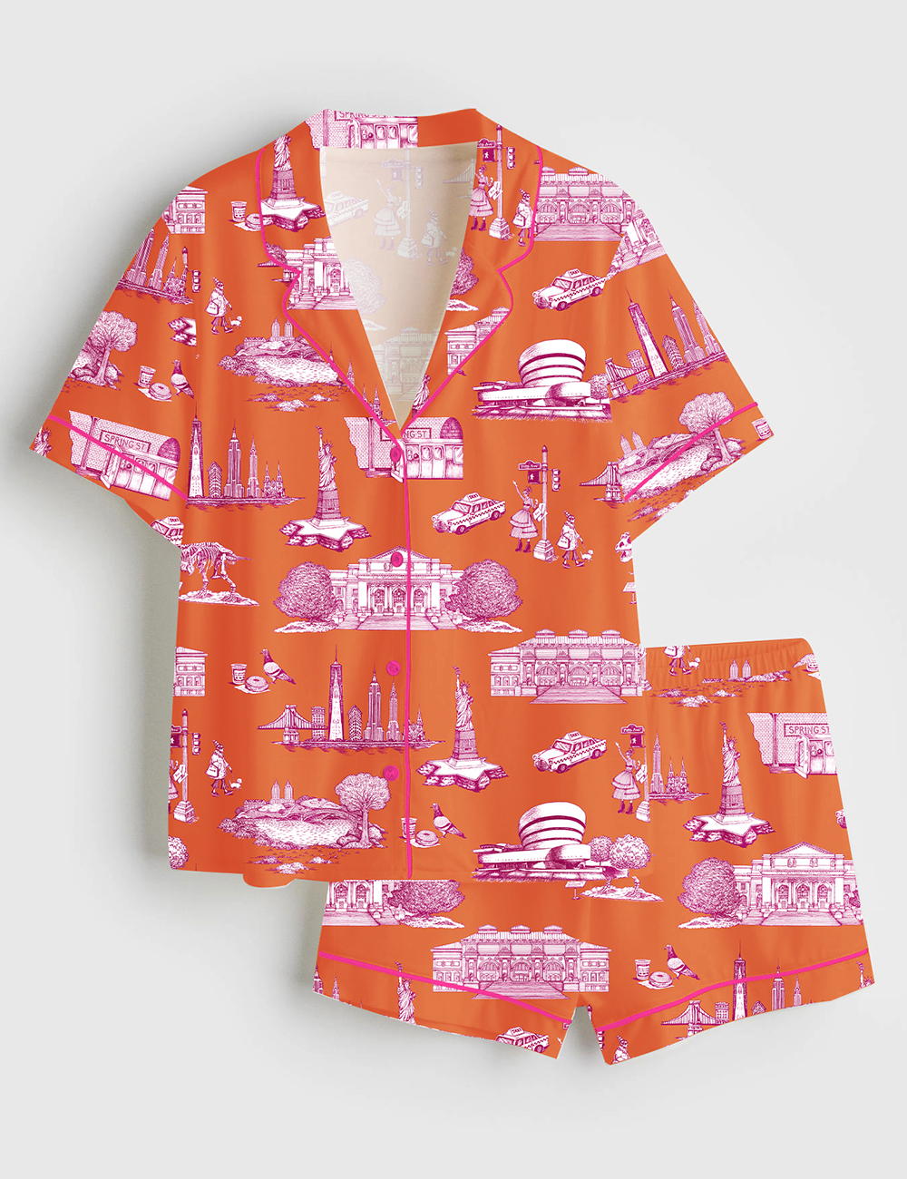 Womenâ€™s New York Short Sleeve Satin Pajama Set