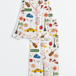 Womenâ€™s New York Travel Long Sleeve Satin Pajama Set