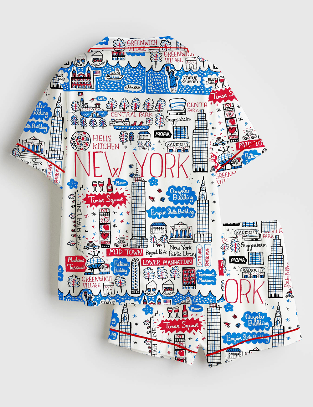 Women's New York Travel Short Sleeve Satin Pajama Set - Image 2