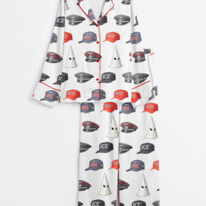 Womenâ€™s No Kings In America Protest Resistance Hands Off Political Long Sleeve Satin Pajama Set