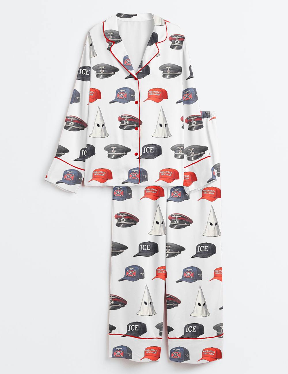 Womenâ€™s No Kings In America Protest Resistance Hands Off Political Long Sleeve Satin Pajama Set