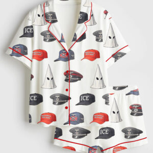 Womenâ€™s No Kings In America Protest Resistance Hands Off Political Short Sleeve Satin Pajama Set