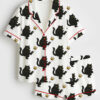 Womenâ€™s Nope Cat No Kings Black Cat Kicking Crown Anti Social Cat Short Sleeve Satin Pajama Set