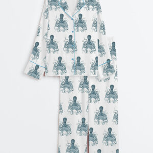 Women's Octopus Oasis in Sea Long Sleeve Satin Pajamas Set