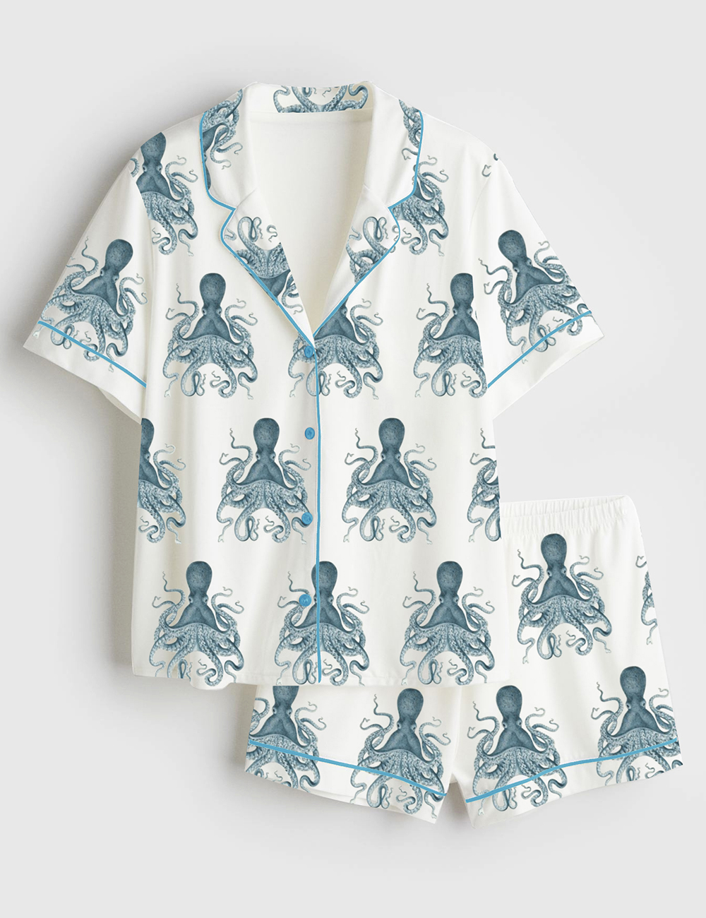 Womenâ€™s Octopus Oasis in Sea Short Sleeve Satin Pajama Set