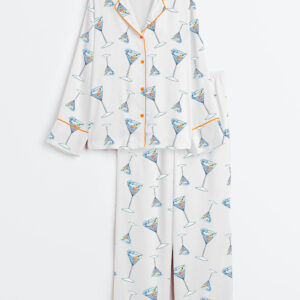 Women's One Seatini Please Martini  Long Sleeve Satin Pajamas Set