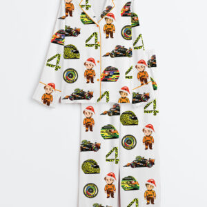 Womenâ€™s Oscar Piastri NOR 4 F1 Christmas Formula One Fans Long Sleeve Satin Pajama Set