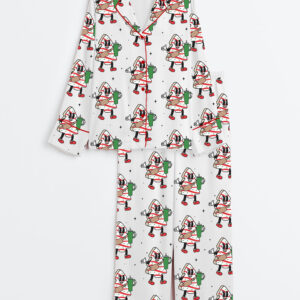 Women's Out Here Lookin Like A Snack Christmas Tree Long Sleeve Satin Pajamas Set