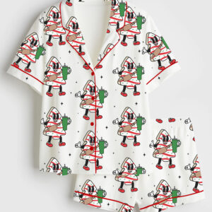 Womenâ€™s Out Here Lookin Like A Snack Christmas Tree Short Sleeve Satin Pajama Set