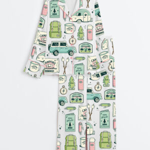 Womenâ€™s Outdoorsy Camping Supplies Long Sleeve Satin Pajama Set