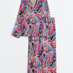 Women's Paisley Parade Long Sleeve Satin Pajamas Set