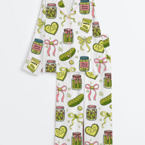 Womenâ€™s Pickle Coquette Girl Long Sleeve Satin Pajama Set