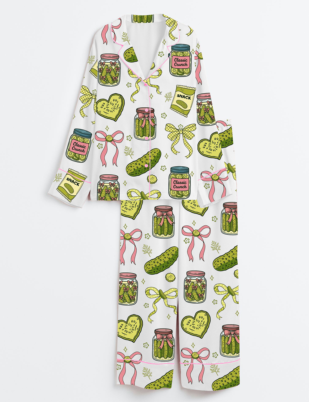 Womenâ€™s Pickle Coquette Girl Long Sleeve Satin Pajama Set