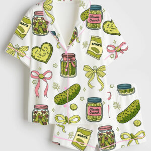 Womenâ€™s Pickle Coquette Girl Short Sleeve Satin Pajama Set