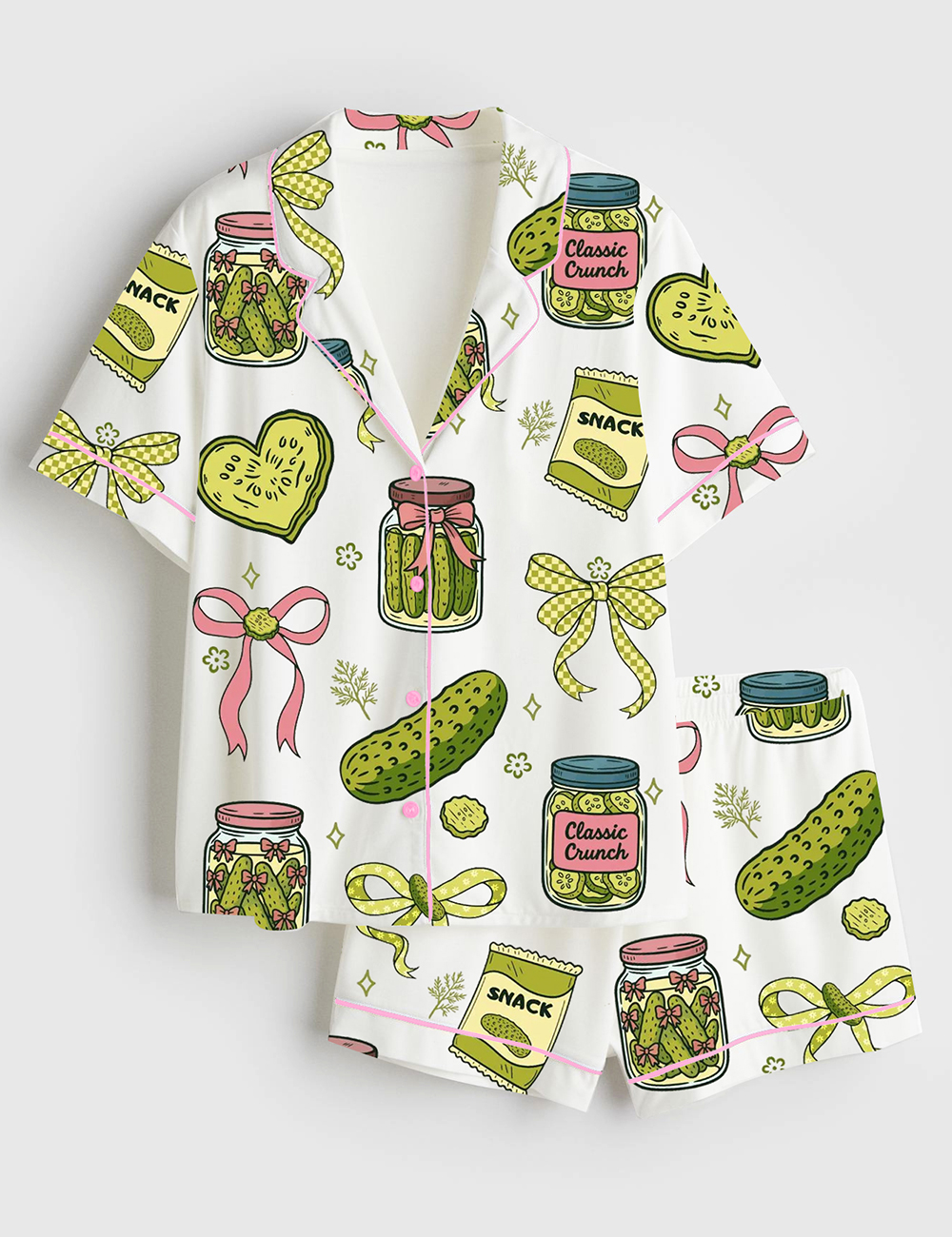 Womenâ€™s Pickle Coquette Girl Short Sleeve Satin Pajama Set