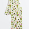 Women's Pickles Coquette Cute Bow Pickle Jar Print Long Sleeve Satin Pajamas Set