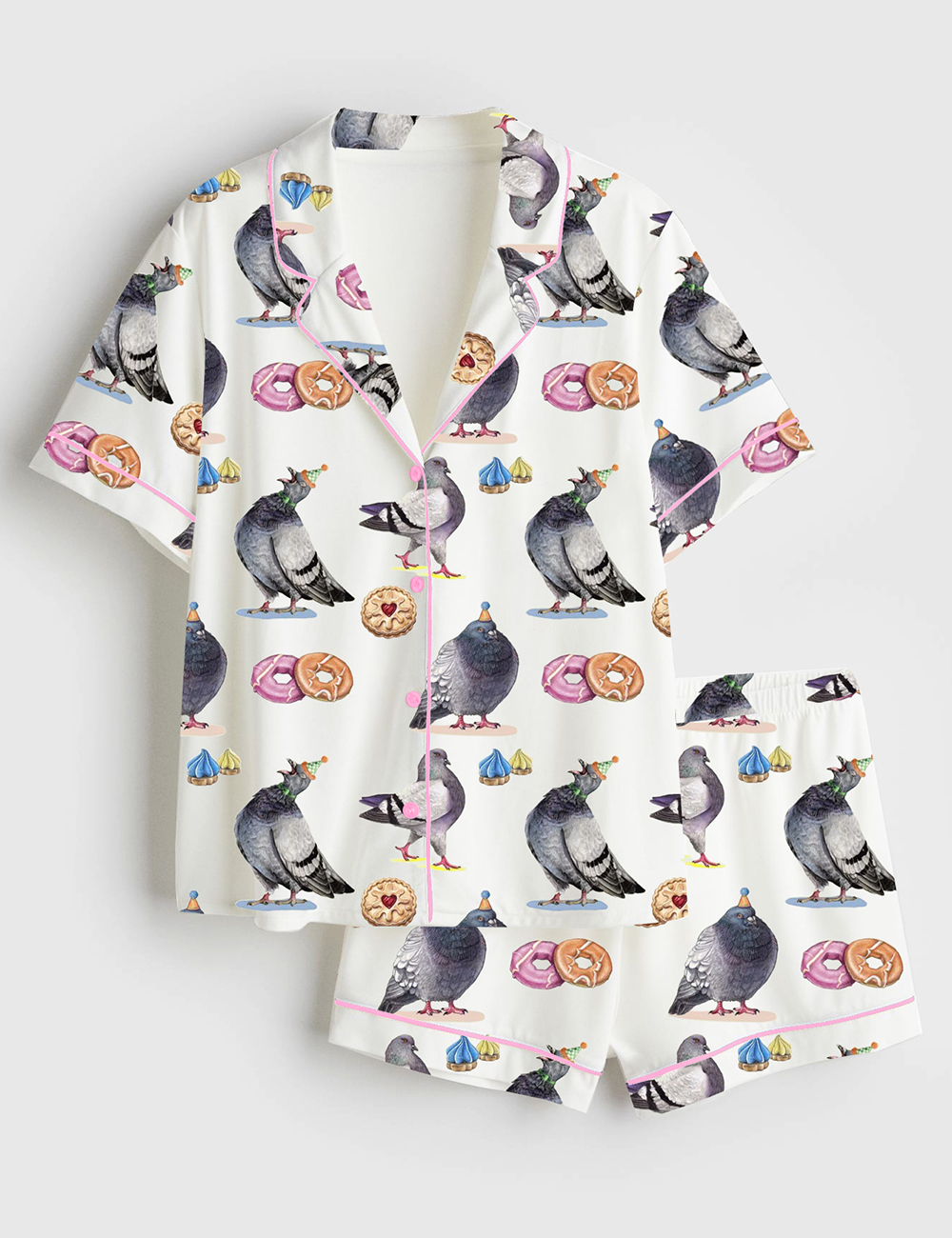 Womenâ€™s Pigeons & Biscuits Short Sleeve Satin Pajama Set