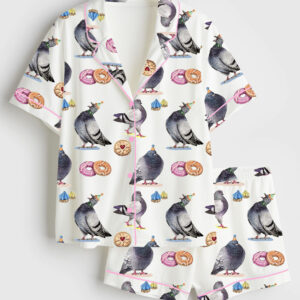 Women's Pigeons & Biscuits Short Sleeve Satin Pajama Set