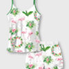 Women's Pink Flamingo Camisole Satin Pajama Set