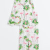 Women's Pink Flamingo Long Sleeve Satin Pajama Set