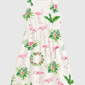 Women's Pink Flamingo Sleeveless Dress