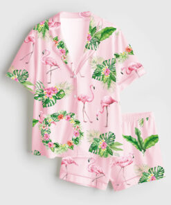 Women's Pink Flamingo Summer Beach Bachelorette Pajama Set