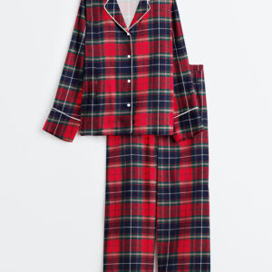 Women's Plaid Print Long Sleeve Pajama Set