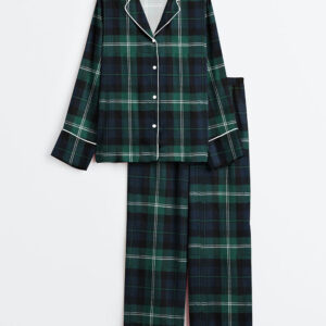 Women's Plaid Print Long Sleeve Pajamas Set