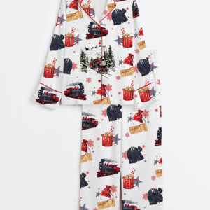 Women's Polar Express Believe Movie Retro 90s Nostalgia Christmas Movies Long Sleeve Satin Pajama Set