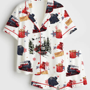 Womenâ€™s Polar Express Believe Movie Retro 90s Nostalgia Christmas Movies Short Sleeve Satin Pajama Set