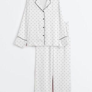 Women's Polka Dot Long Sleeve Satin Pajama Set