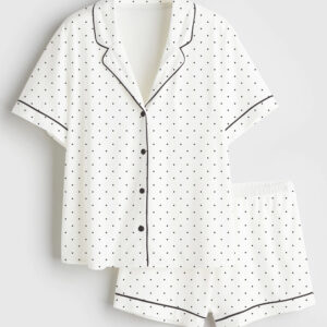 Women's Polka Dot Short Sleeve Satin Pajama Set