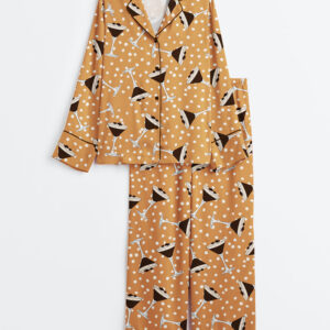 Women's Polka Dots Espresso Martini Party Long Sleeve Satin Pajamas Set