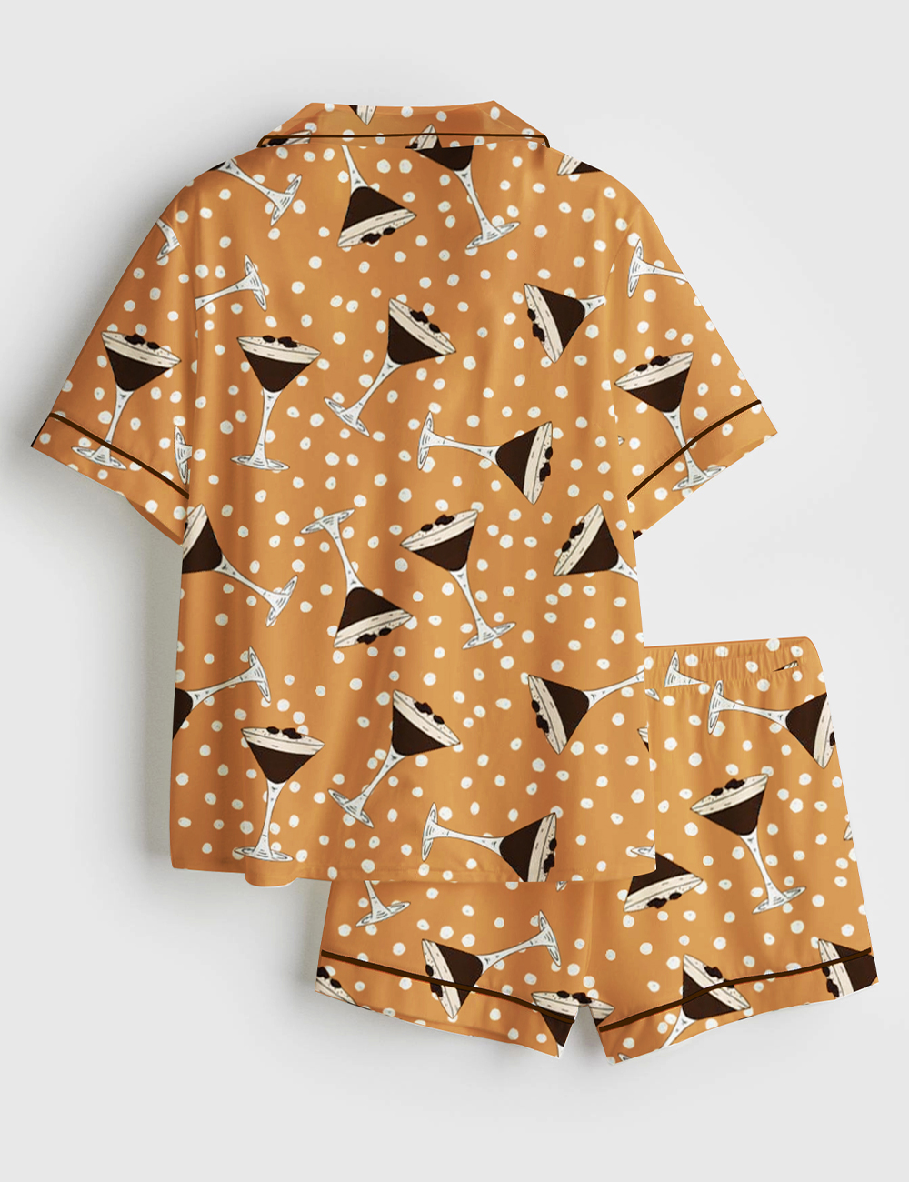 Women's Polka Dots Espresso Martini Party Short Sleeve Satin Pajama Set - Image 2