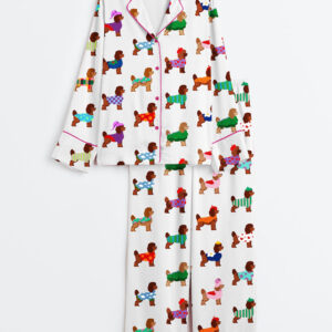 Women's Poodle Lover Long Sleeve Satin Pajamas Set