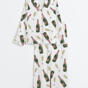 Women's Pop The Bubbly Champagne Long Sleeve Satin Pajama Set