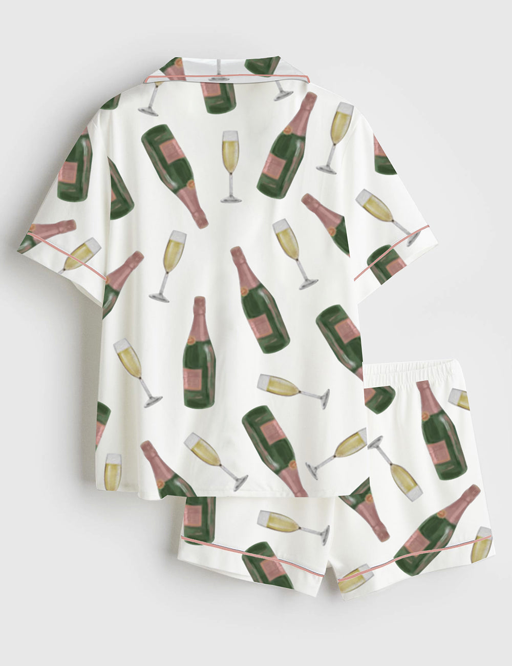 Women's Pop The Bubbly Champagne Short Sleeve Satin Pajama Set - Image 2