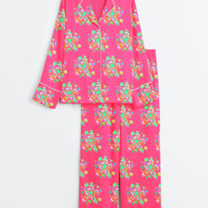 Women's Preppy Starfish Coquette Summer Vibes Beach Long Sleeve Satin Pajama Set