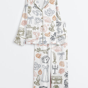 Women's Pride & Prejudice Jane Austen Inspired Bridgerton Long Sleeve Satin Pajama Set