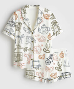 Women's Pride & Prejudice Jane Austen Inspired Bridgerton Short Sleeve Satin Pajama Set