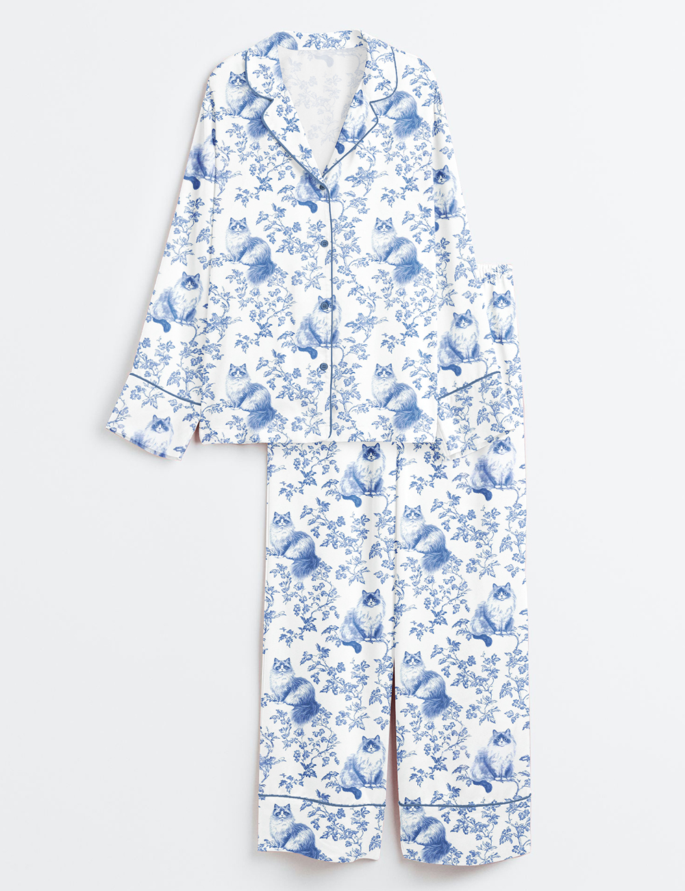 Womenâ€™s Ragdoll Cat Long Sleeve Satin Pajama Set