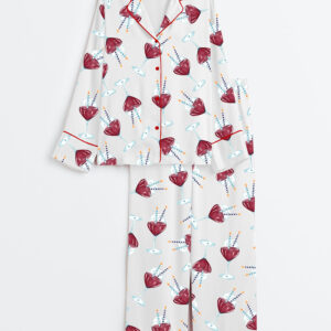 Women's Red Wine Lover's Birthday Long Sleeve Satin Pajamas Set