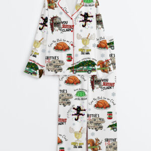 Women's Retro Christmas Characters Griswold's Family Christmas Long Sleeve Satin Pajamas Set