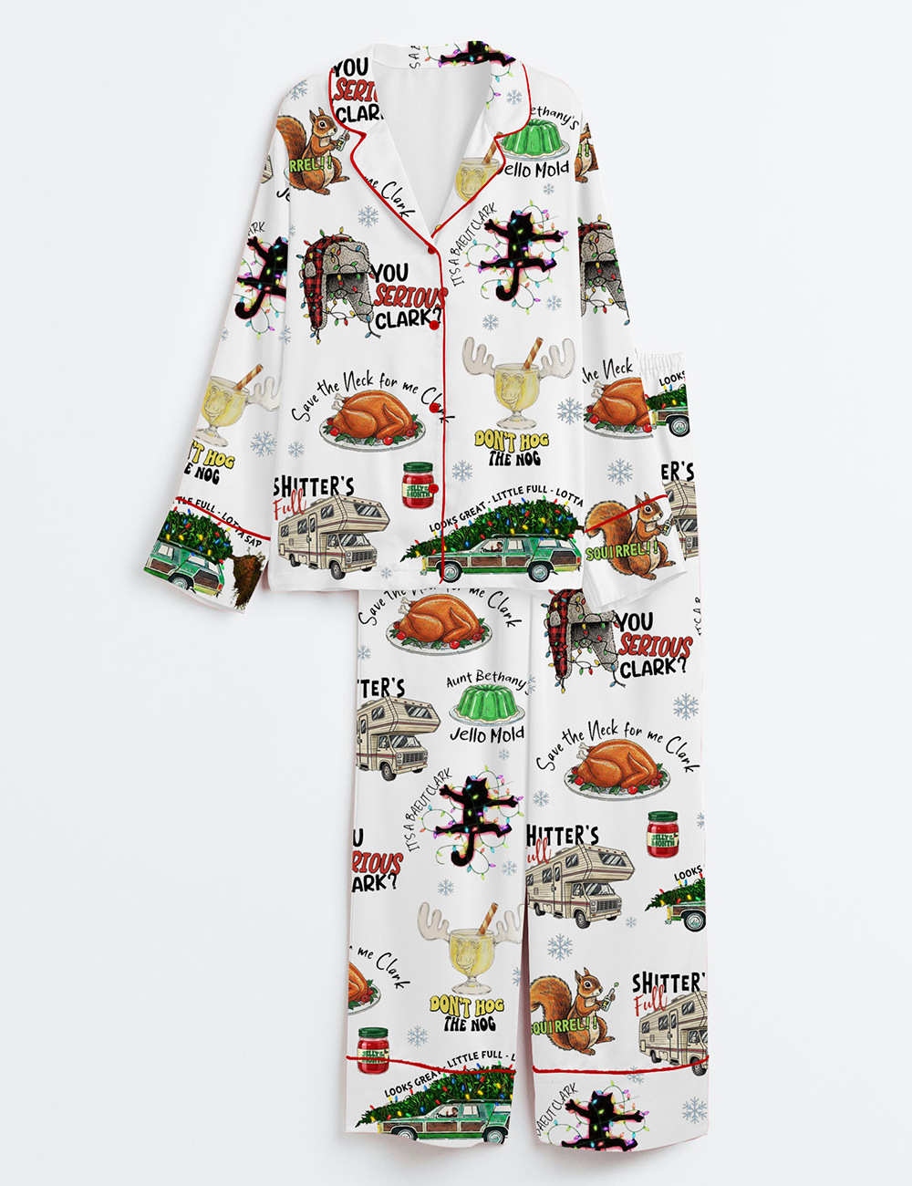 Women's Retro Christmas Characters Griswold's Family Christmas Long Sleeve Satin Pajamas Set