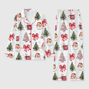 Women's Retro Coquette Christmas Pocket Cotton Pajama Set