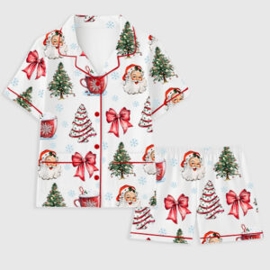 Alternative view of Women's Retro Coquette Christmas Pocket Cotton Pajamas Set