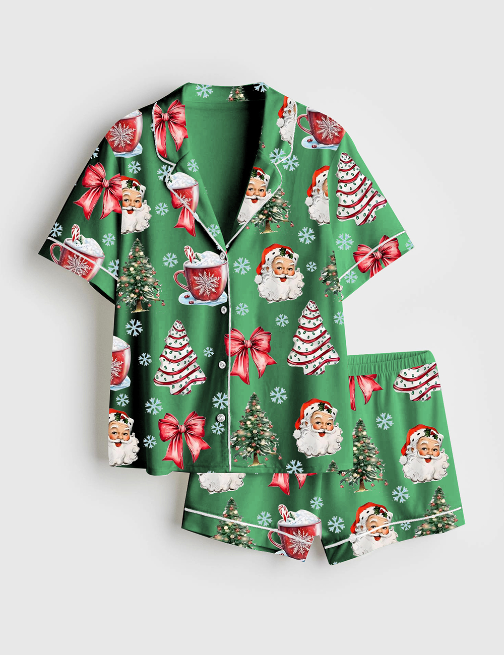 Women's Retro Coquette Christmas Satin Family Pajama Set - Image 3