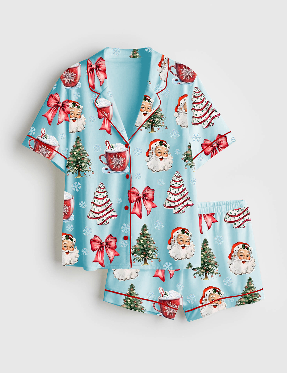 Women's Retro Coquette Christmas Satin Family Pajama Set - Image 4