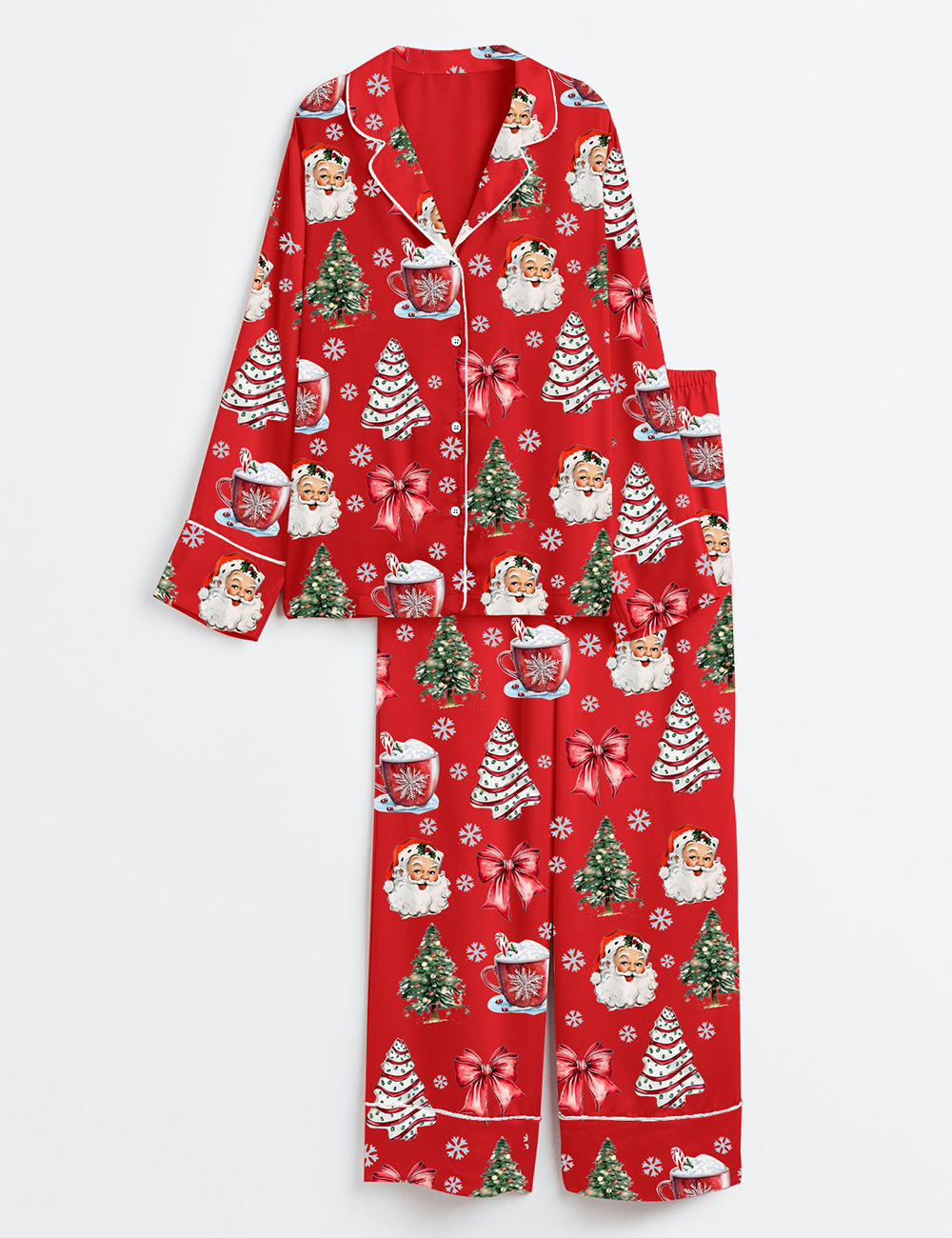 Women's Retro Coquette Christmas Satin Family Pajama Set - Image 5